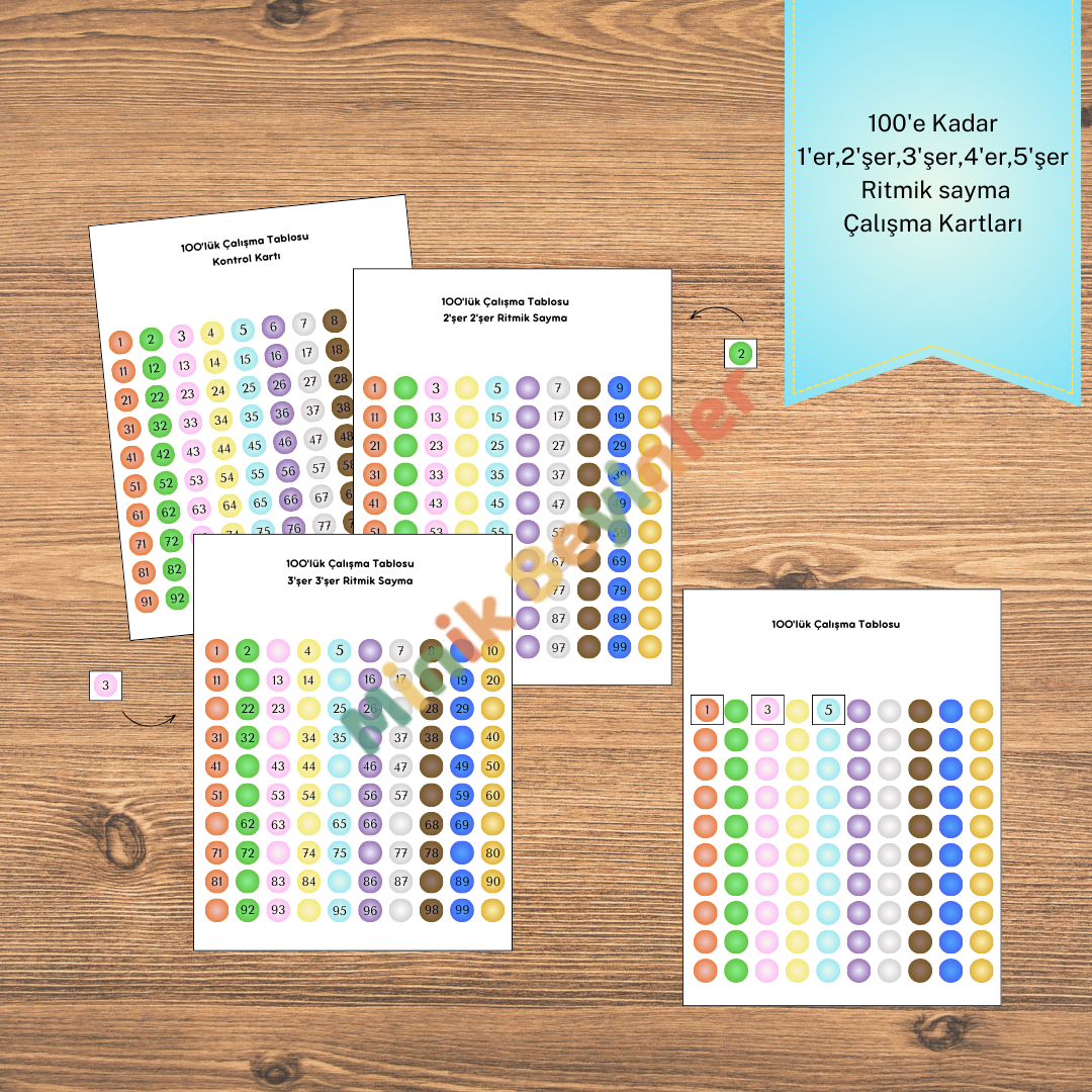 Montessori 100 lük Ritmik Sayma Tablosu